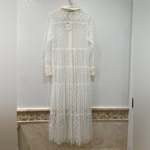Zara mesh sheer tulle polka dots white dress size S NWT - Picture 3 of 8